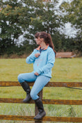 Load image into Gallery viewer, Bicton Quarter Zip Sweatshirt- Baby Blue and Salmon