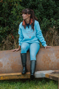 Load image into Gallery viewer, Bicton Quarter Zip Sweatshirt- Baby Blue and Salmon