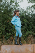Load image into Gallery viewer, Bicton Quarter Zip Sweatshirt- Baby Blue and Salmon