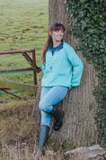 Load image into Gallery viewer, Bicton Quarter Zip Sweatshirt- Aqua and Navy