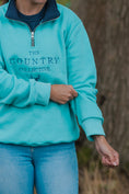 Load image into Gallery viewer, Bicton Quarter Zip Sweatshirt- Aqua and Navy