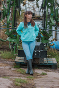 Load image into Gallery viewer, Bicton Quarter Zip Sweatshirt- Aqua and Navy