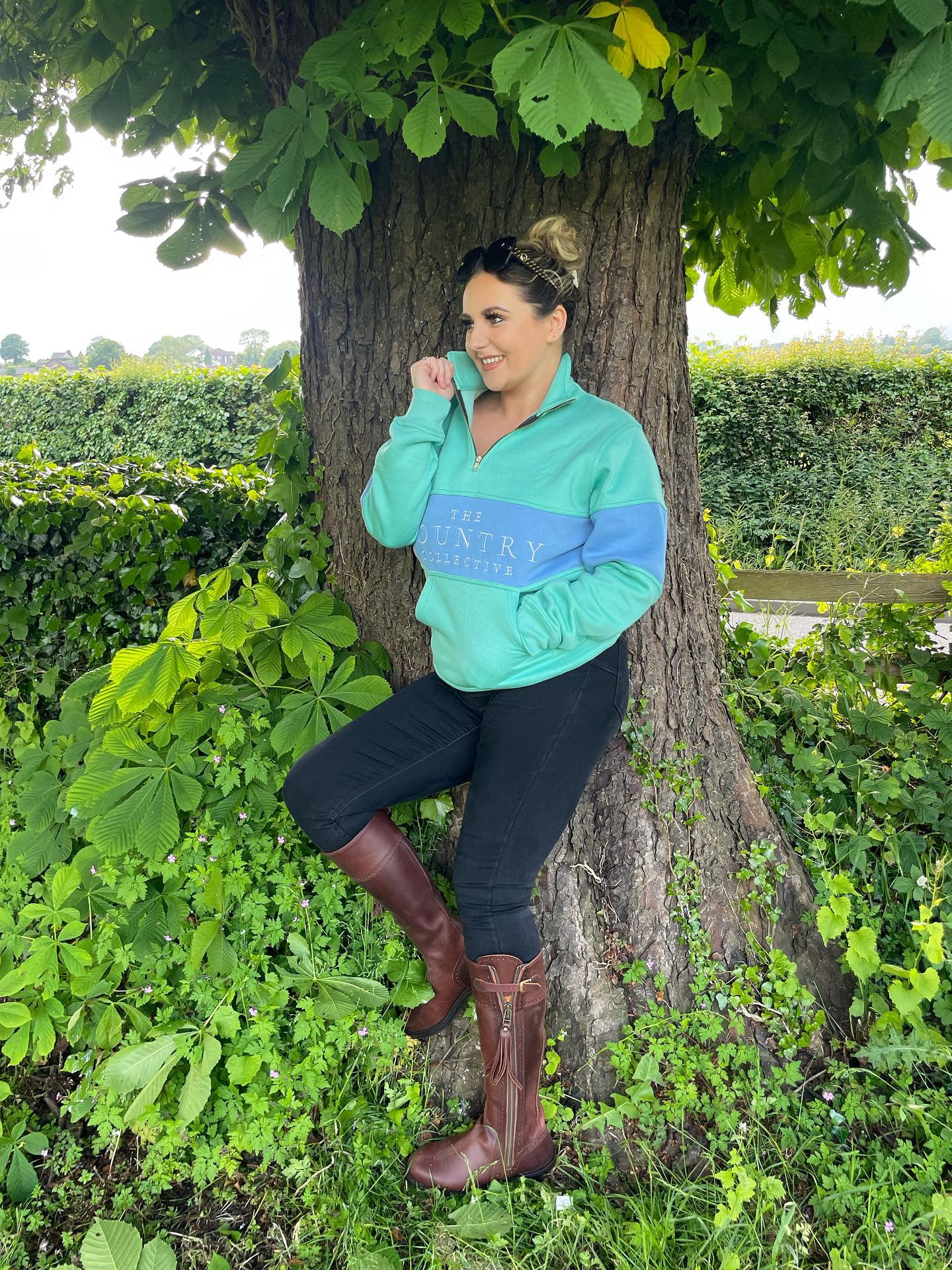 Hartpury Quarter Zip Sweatshirt- AQUA