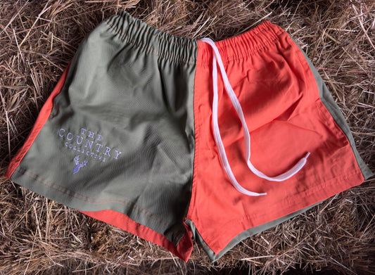 Duo Rugby Shorts- Olive and Orange