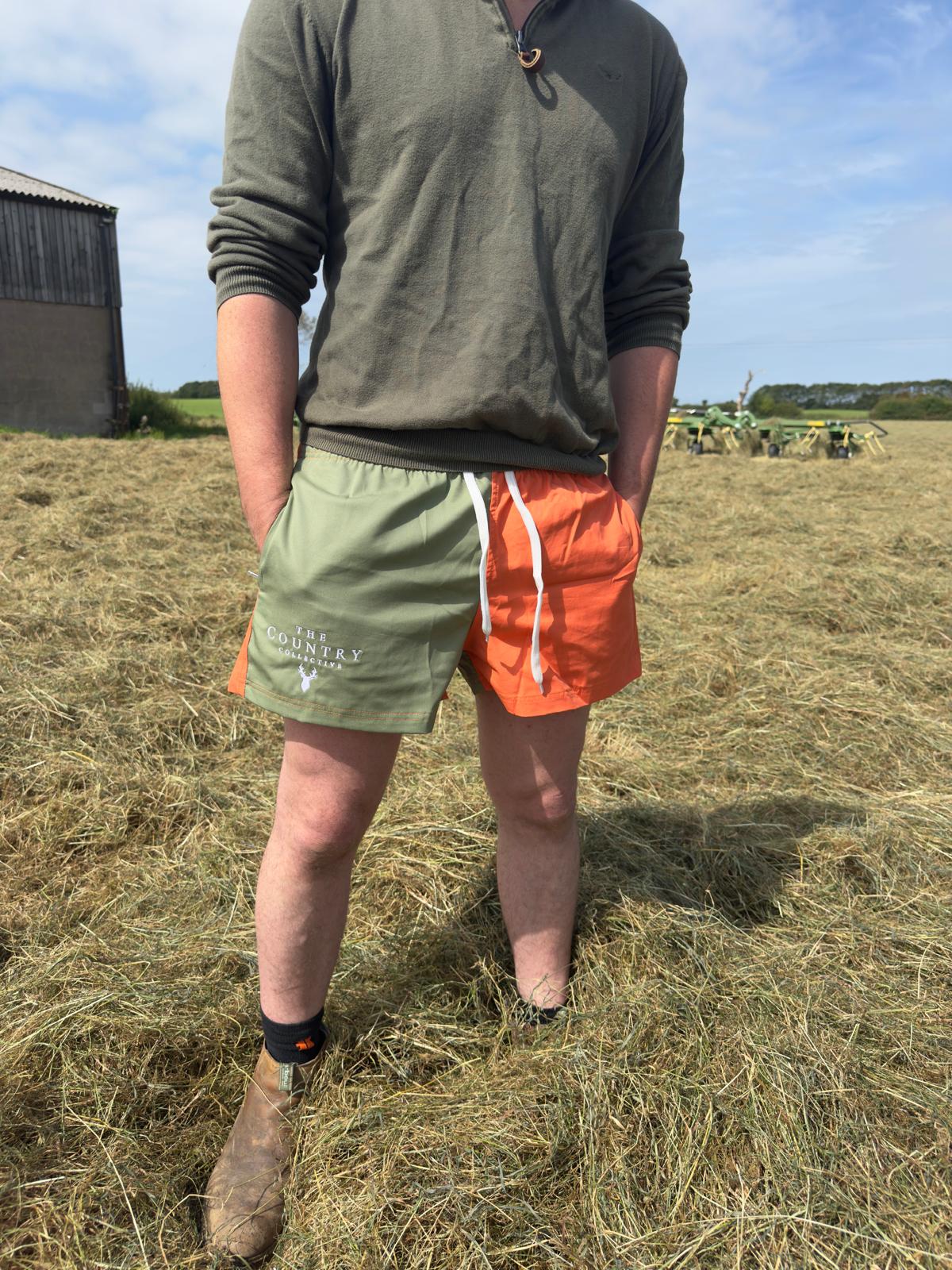 Duo Rugby Shorts- Olive and Orange