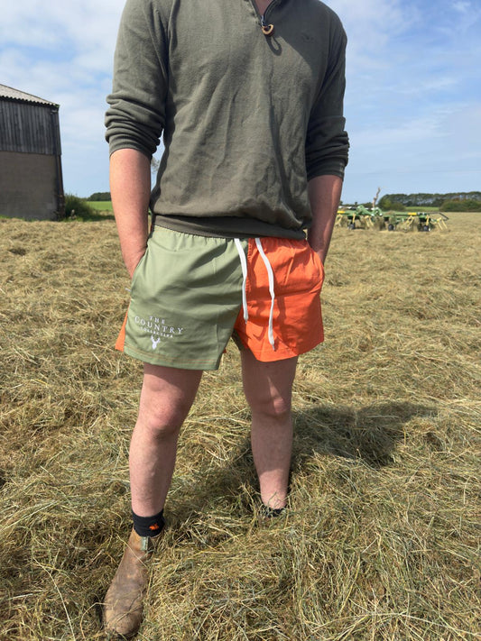 Duo Rugby Shorts- Olive and Orange