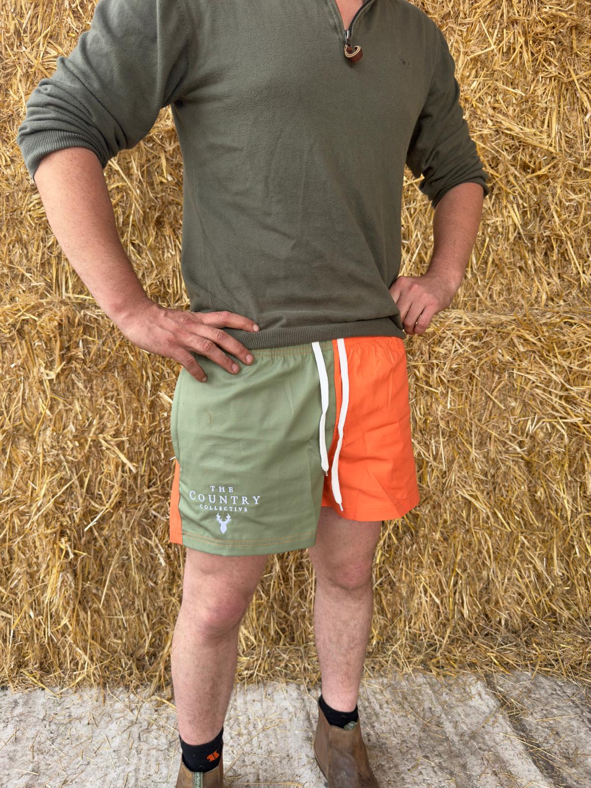 Duo Rugby Shorts- Olive and Orange
