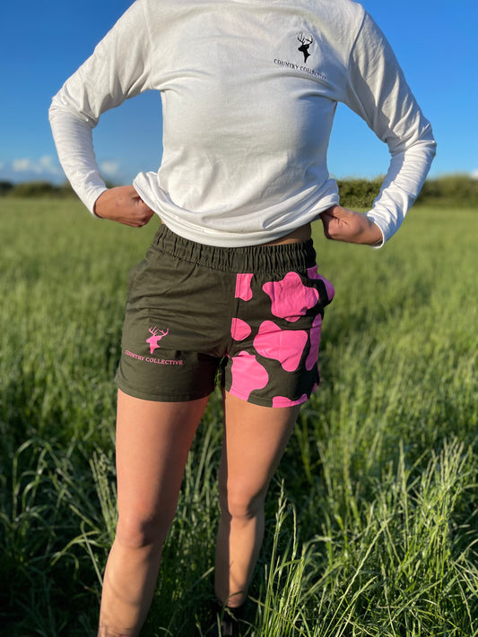 Harper Shorts- Olive and Fuchsia